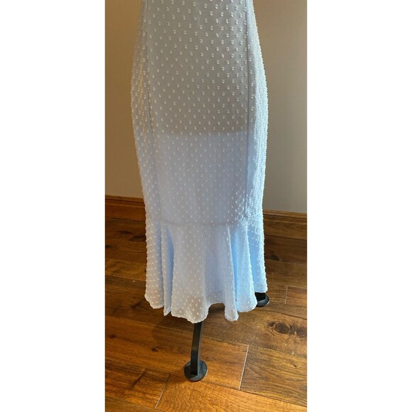 Lulus Dress Size Large Periwinkle Blue Swiss Dot Tie-Strap Midi Lined Ruffle Hem - Picture 3 of 12